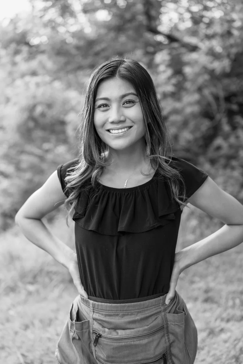 Klea Klingsick, the wedding coordinator behind Events By Klay, in a black-and-white portrait.